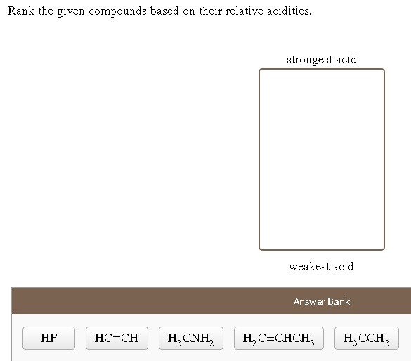 SOLVED Rank The Given Compounds Baged On Their Relative Cidities