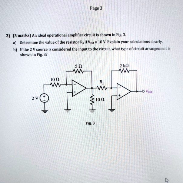 Solved Marks An Ideal Operational Amplifier Circuit Is Shown In