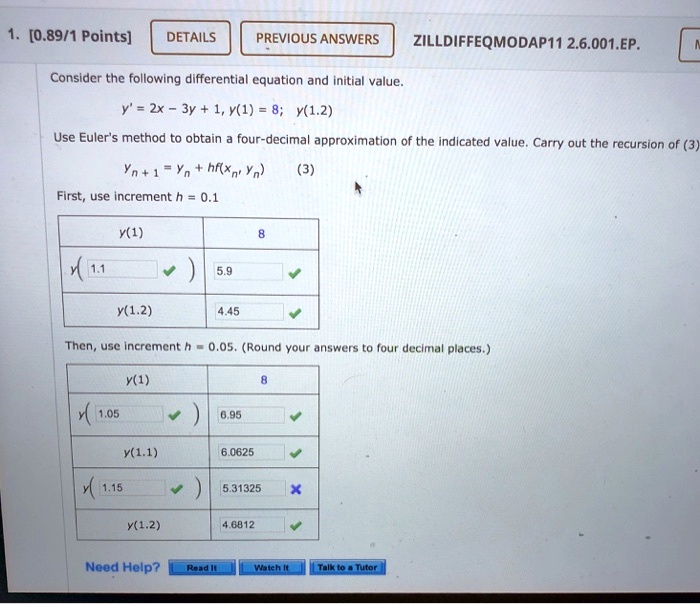 SOLVED ZILL DIFF EQ MOD AP1I 2 6 001 EP Consider The Following