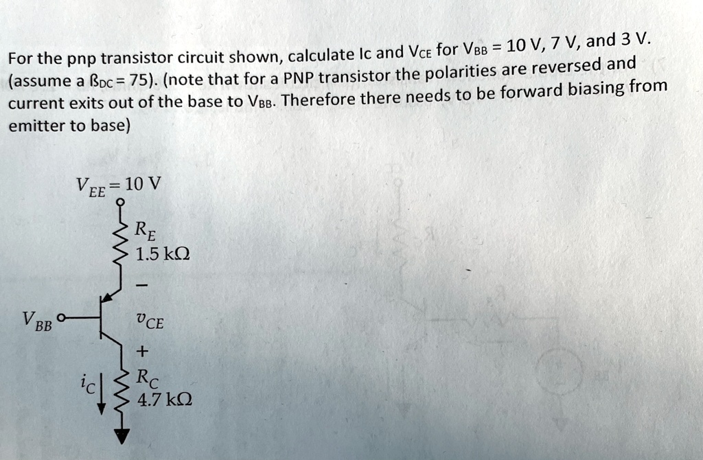 Solved For The Pnp Transistor Circuit Shown Calculate Ic And V Ce