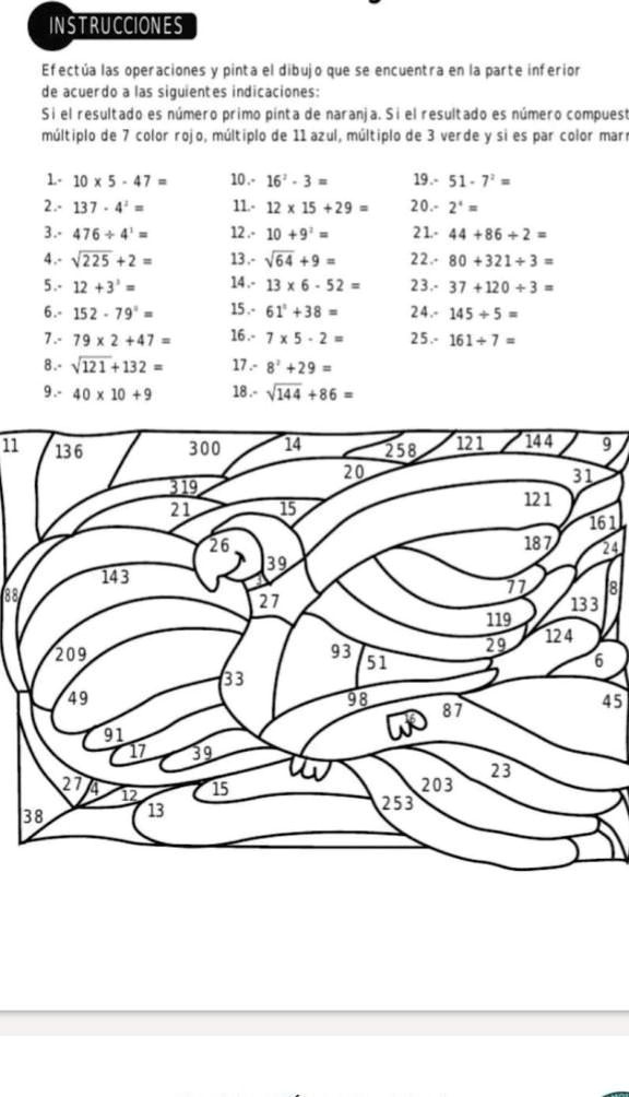 SOLVED efectúa las operaciones y pinta dibujo que se encuentra la