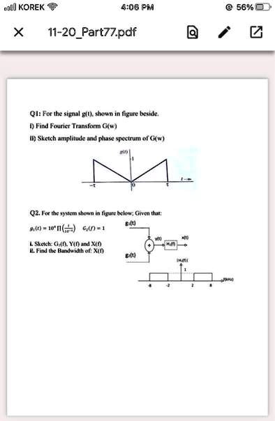 Solved Text Korek Pm X Part Paf R Q For The Signal