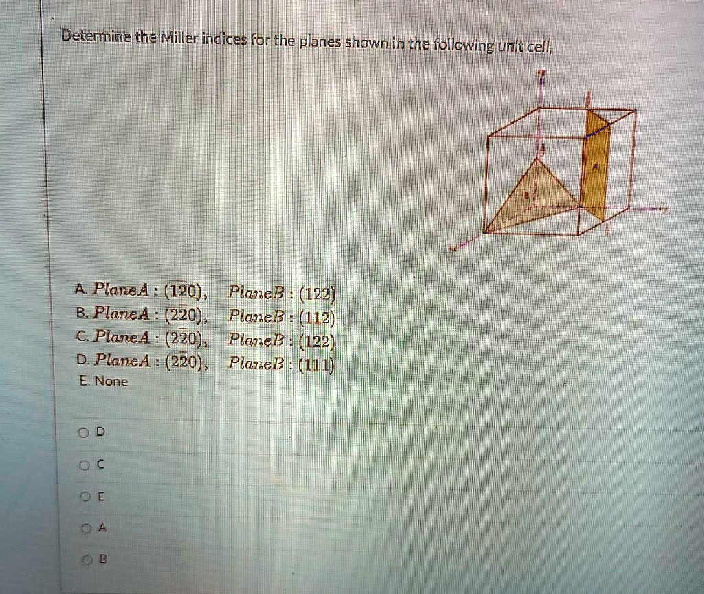 SOLVED Determine The Miller Indices For The Planes Shown In The