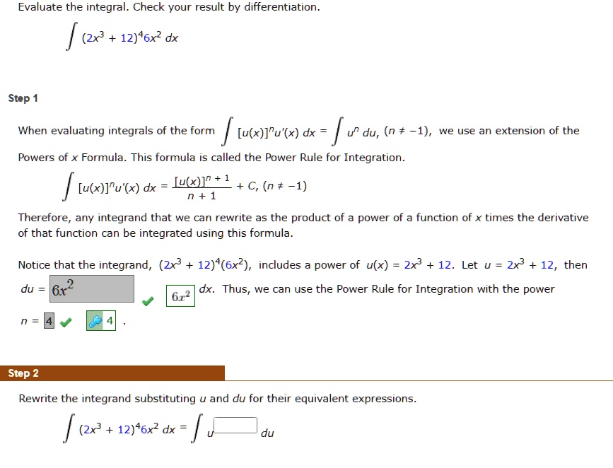 SOLVED Evaluate The Integral Check Your Result By Differentiation F