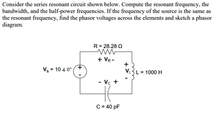 Solved Consider The Series Resonant Circuit Shown Below Compute The