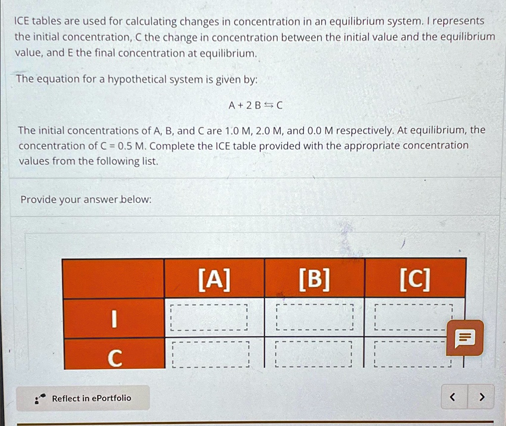 SOLVED ICE Tables Are Used For Calculating Changes In Concentration In