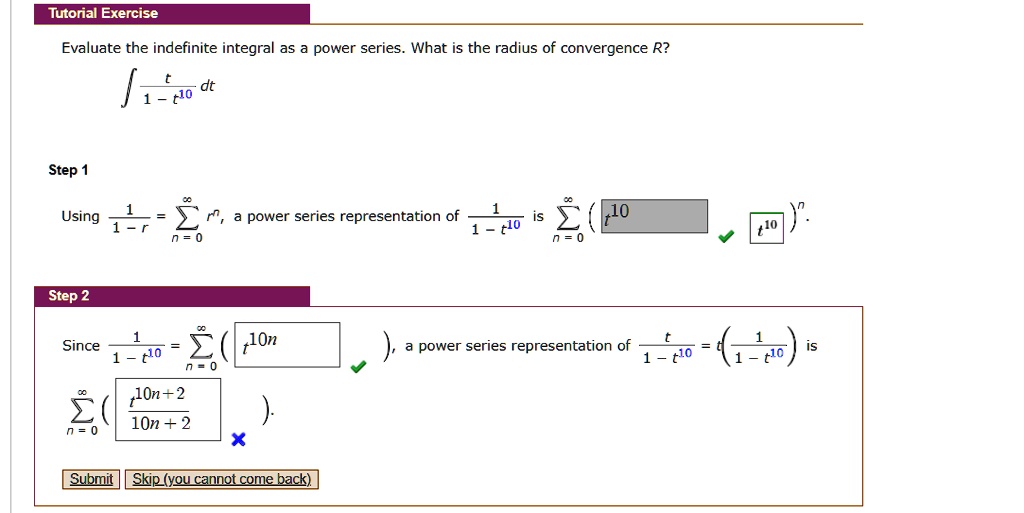 SOLVED Tutorial Exercise Evaluate The Indefinite Integral As Power