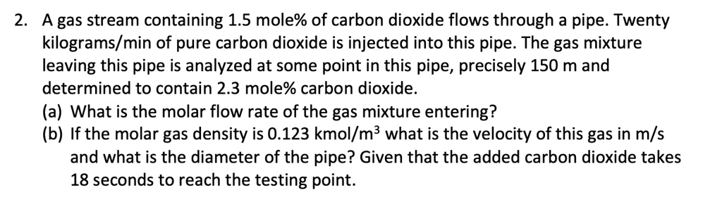 SOLVED 2 A Gas Stream Containing 1 5 Mole Of Carbon Dioxide Flows