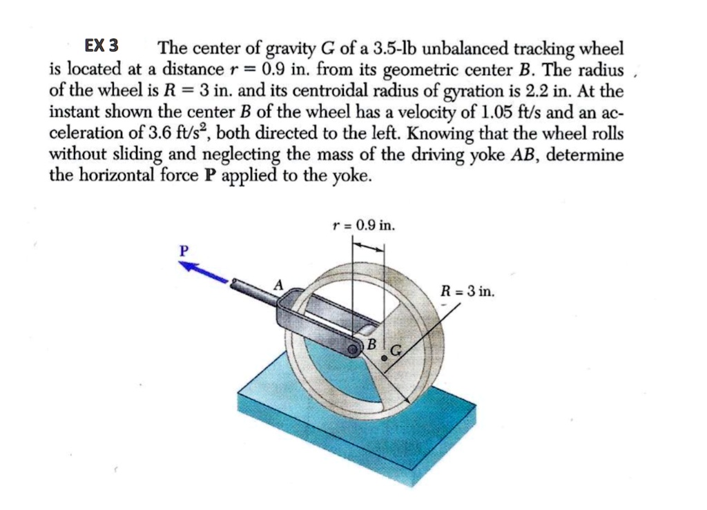 SOLVED The Center Of Gravity G Of A 3 5 Lb Unbalanced Tracking Wheel