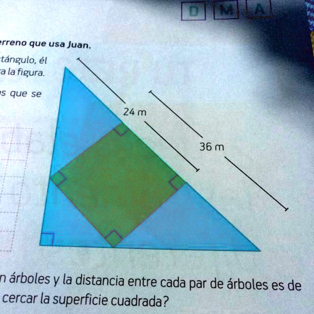 SOLVED Juan tiene un terreno que tiene forma de triangulo rectángulo