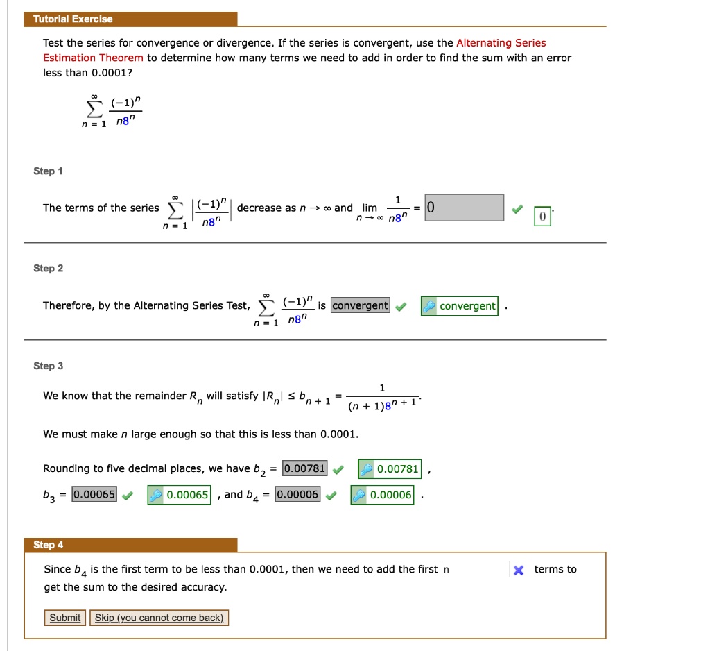 SOLVED Tutorial Exercise Test The Series For Convergence Or Divergence