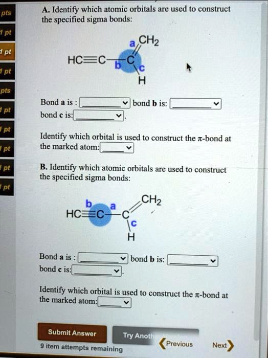 Solved A Identify Which Atomic Orbitals Are Used To Construct The