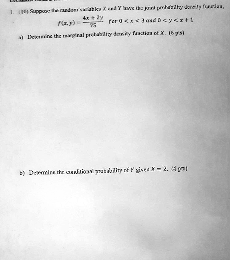 SOLVED The Tandom Variables X And Y Have The Joint Probability Density