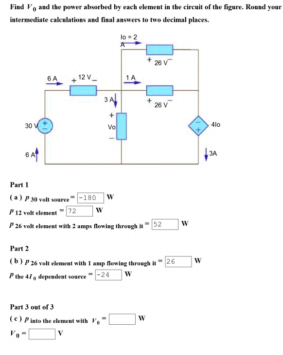 SOLVED Find Vo And The Power Absorbed By Each Element In The Circuit