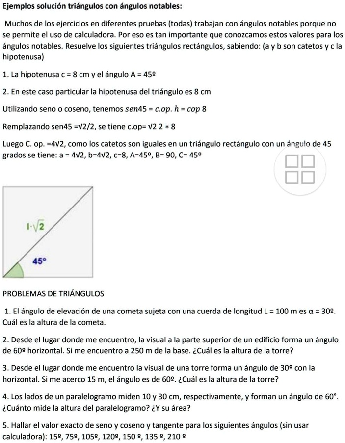 SOLVED Por Favor Ayuda Ejemplos solución triángulos con ángulos