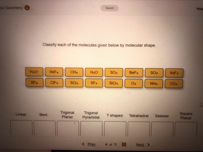 SOLVED Ar Geometry 6 Classify Each Of The Molecules Given Below By