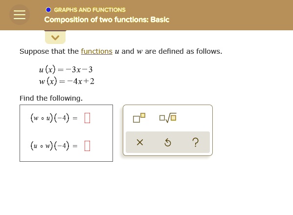 Solved Graphs And Functions Composition Of Two Functions Basic