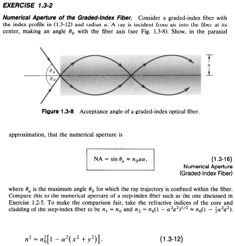 Exercise Numerical Aperture Of The Graded Index Fiber Consider A