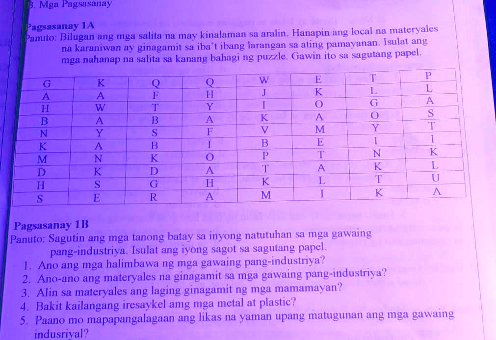 Solved Pagsasanay Apanuto Bilugan Ang Mga Salita Na May Kinalaman Sa