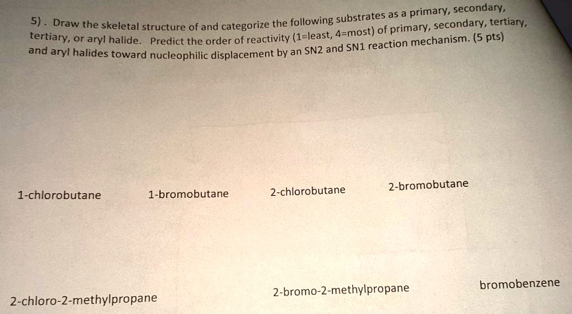 SOLVED Primary Secondary 5 Draw The Skeletal Structure Of And