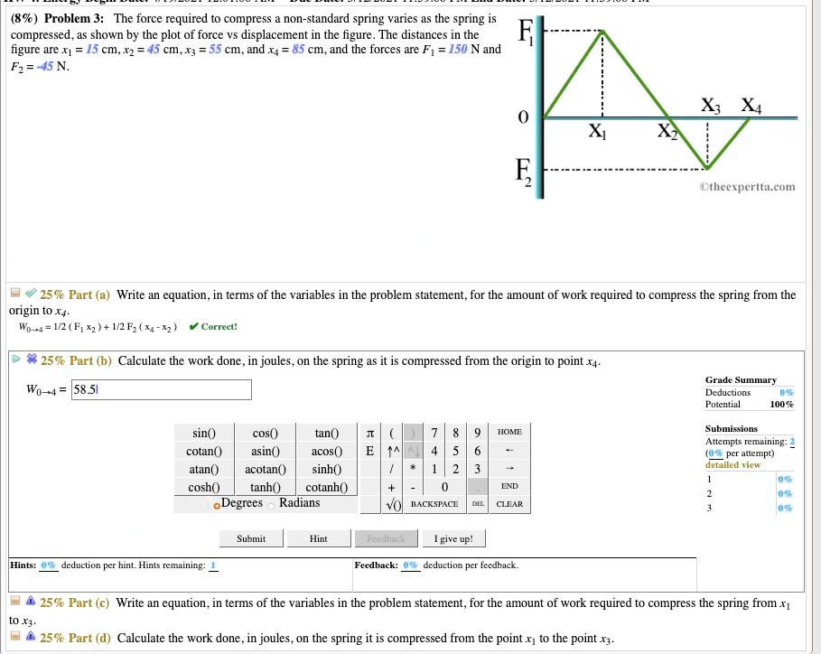 SOLVED Text 8 Problem 3 The Force Required To Compress A Non