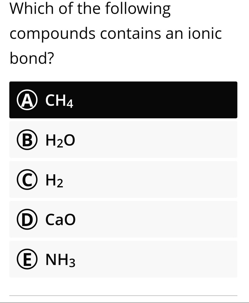 Solved Which Of The Following Compounds Contains An Ionic Bond B Hzo