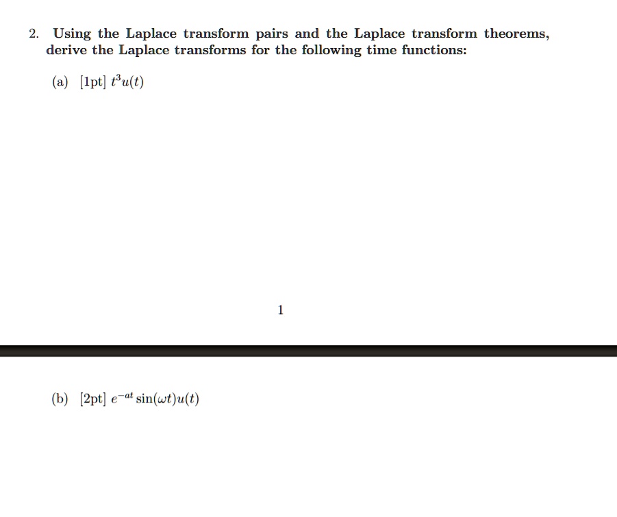 SOLVED Using The Laplace Transform Pairs And The Laplace Transform