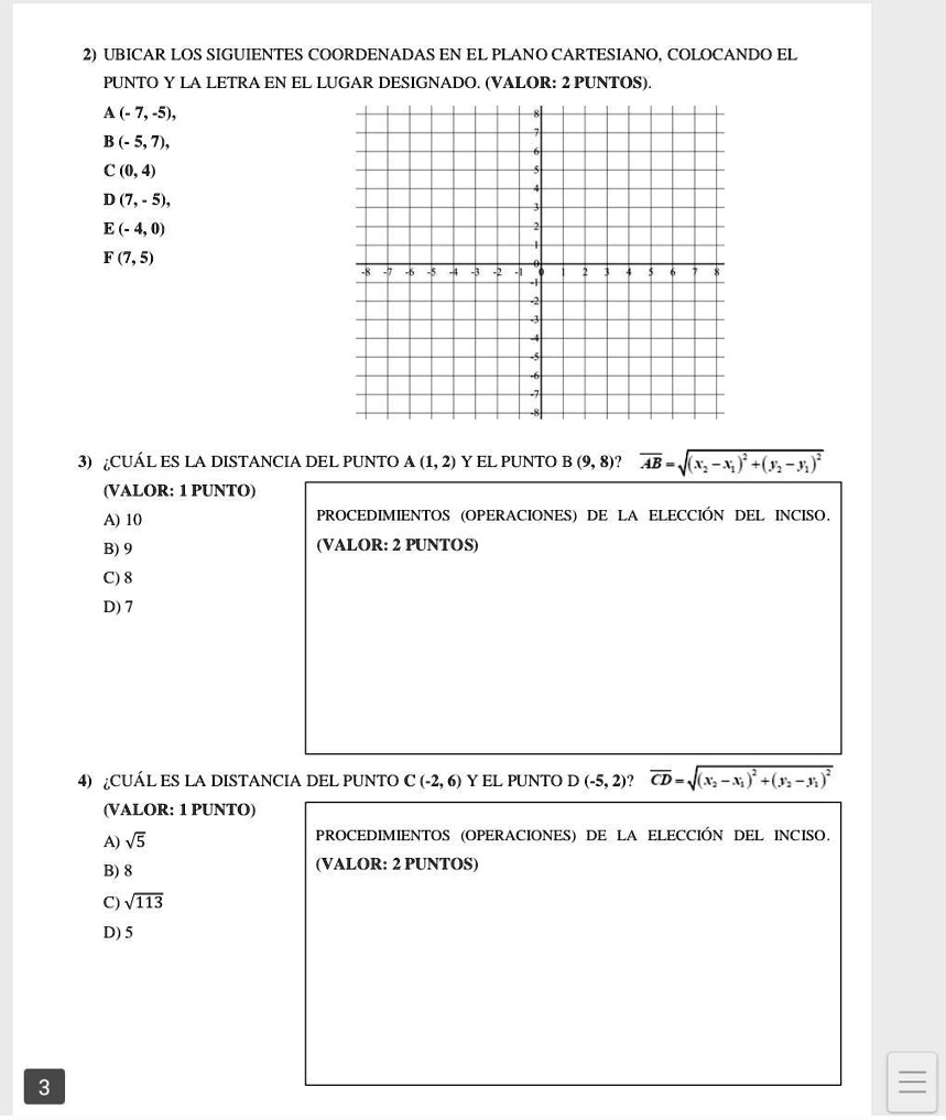 Solved Ay Denme Porfa Ubicar Los Siguientes Coordenadas