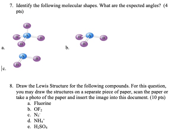 Solved Identify The Following Molecular Shapes What Are The