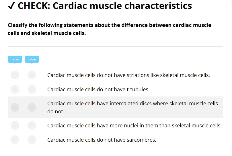 Solved V Check Cardiac Muscle Characteristics Classify The Following