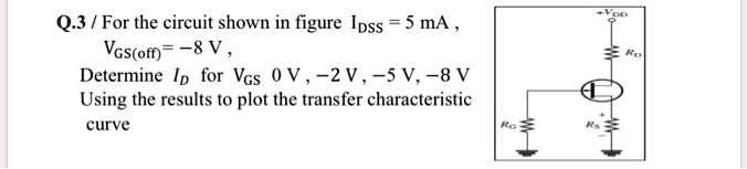 SOLVED Q 3 For The Circuit Shown In Figure Ipss 5 MA VGs Off