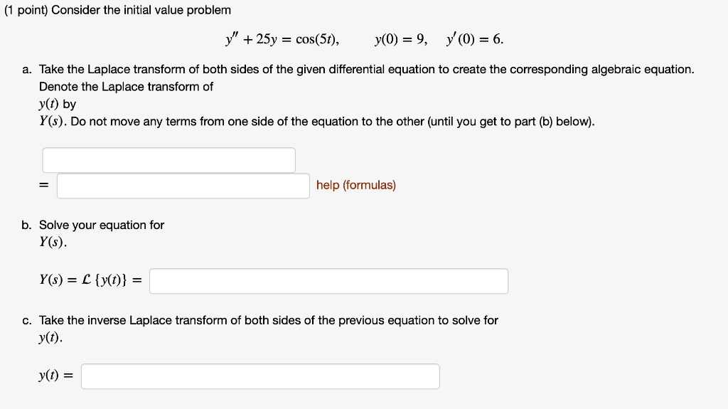 Solved Point Consider The Initial Value Problem Y Y Cos St Y