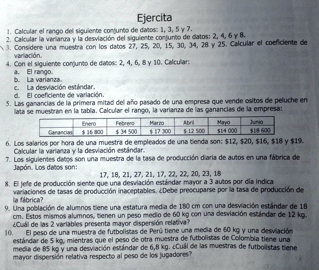 Solved Tema De Medidas De Dispersi N Necesito Con Procedimiento Por