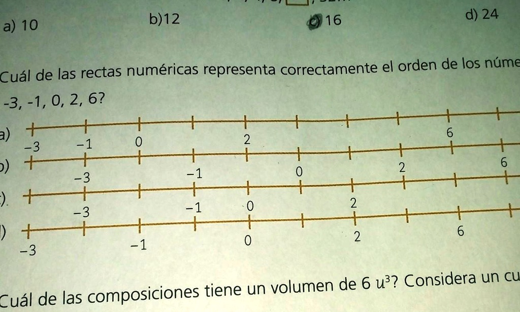 Solved Cual De Las Rectas Numericas Representa Correctamente El