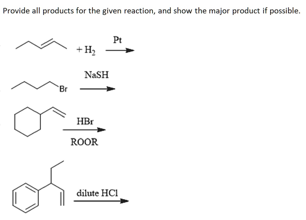 Solved Provide All Products For The Given Reaction And Show The Major