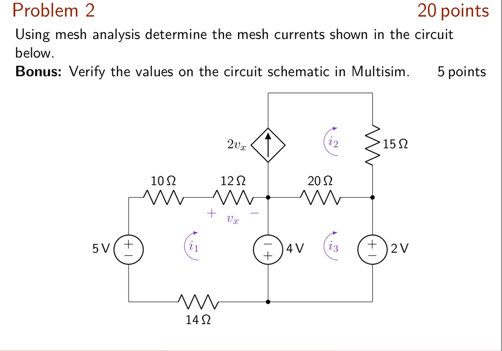 Solved Using Mesh Analysis Determine The Mesh Currents Shown In The