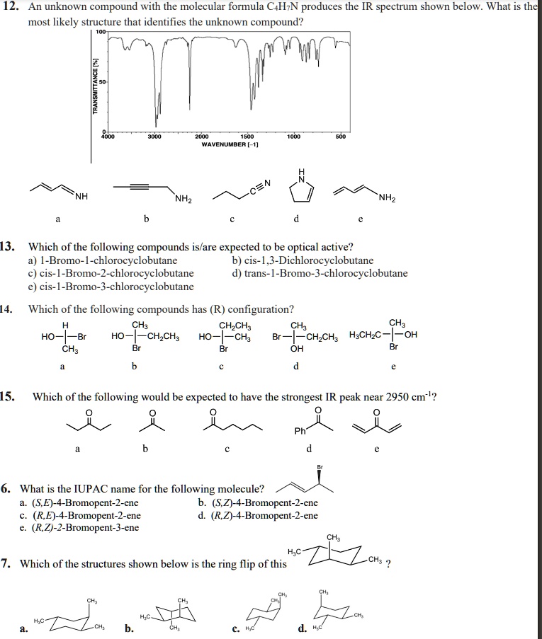 Solved An Unknown Compound With The Molecular Formula C H N