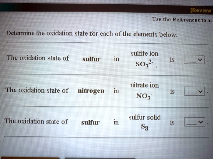 Determine The Oxidation State For Each Of The Elements Below