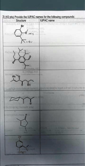 Solved Pts Provide The Iupac Names For The Following Compounds