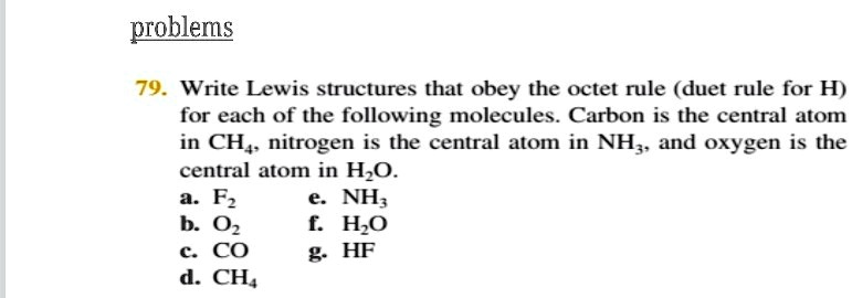 SOLVED Problems 79 Write Lewis Structures That Obey The Octet Rule