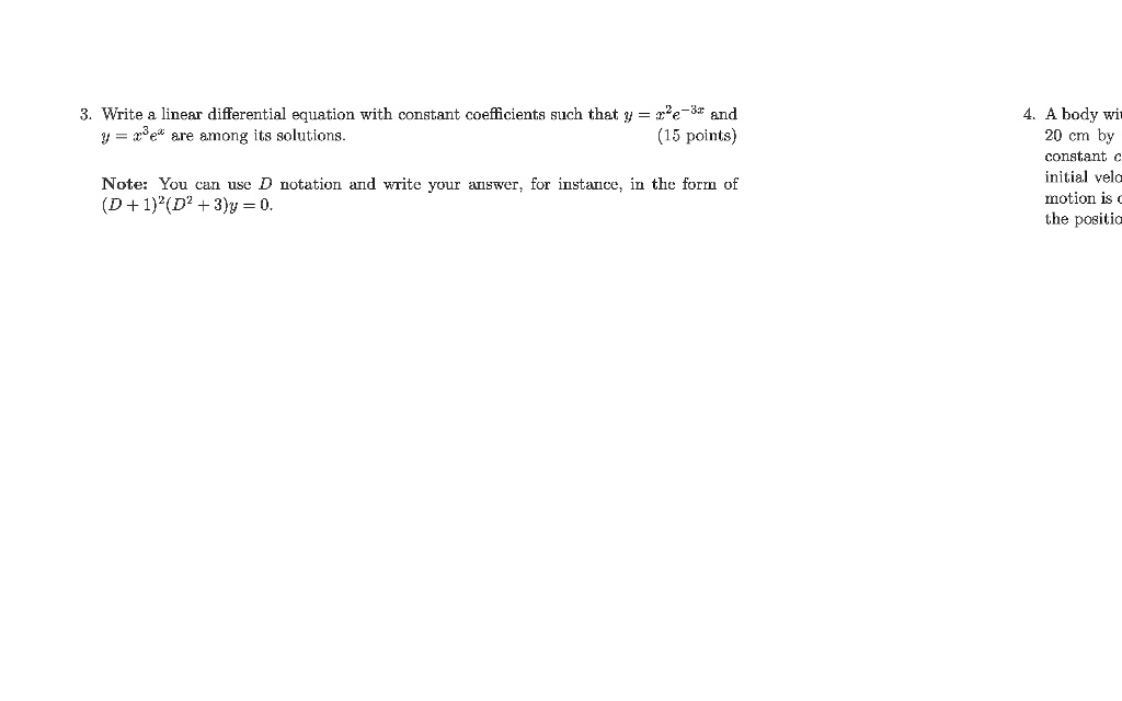 Solved Write Linear Differential Equation With Constant Coefficienta