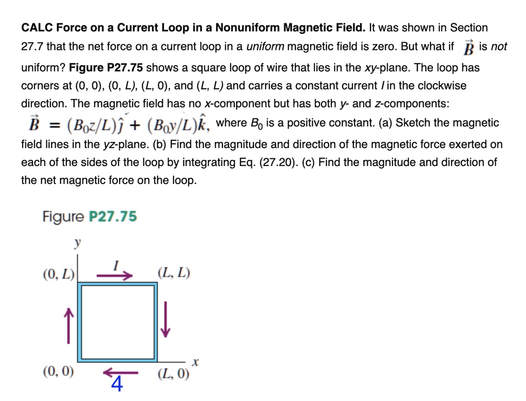 SOLVED CALC Force On A Current Loop In A Nonuniform Magnetic Field It