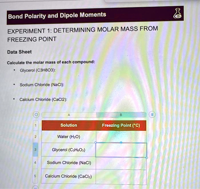 SOLVED Bond Polarity And Dipole Moments EXPERIMENT DETERMINING MOLAR