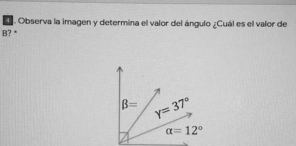 SOLVED Observa La Imagen Y Determina El Valor Del Angulo Cual Es El