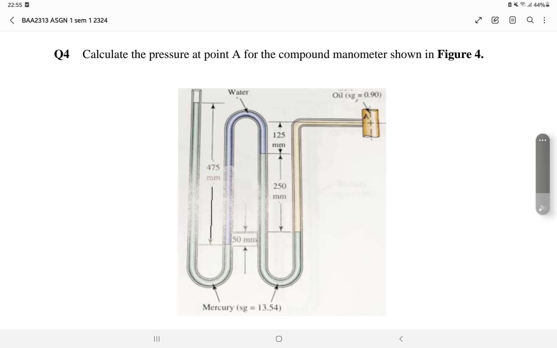 SOLVED 22 55 4 BAA2313 ASGN 1 Sem 12324 Q4 Calculate The Pressure