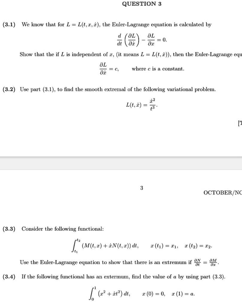 SOLVED QUESTION 3 3 1 We Know That For L L T 1 I The Euler