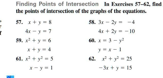 Finding Points Of Intersection In Exercises Find The Points Of