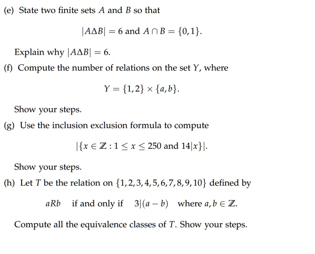 Solved E State Two Finite Sets A And B So That Iaabi And Anb