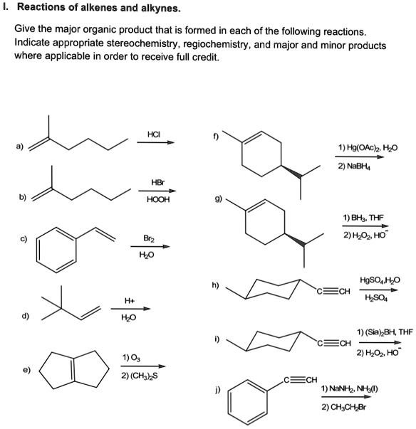 Solved Reactions Of Alkenes And Alkynes Give The Major Organic Product