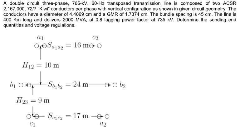 Solved A Double Circuit Three Phase Kv Hz Transposed